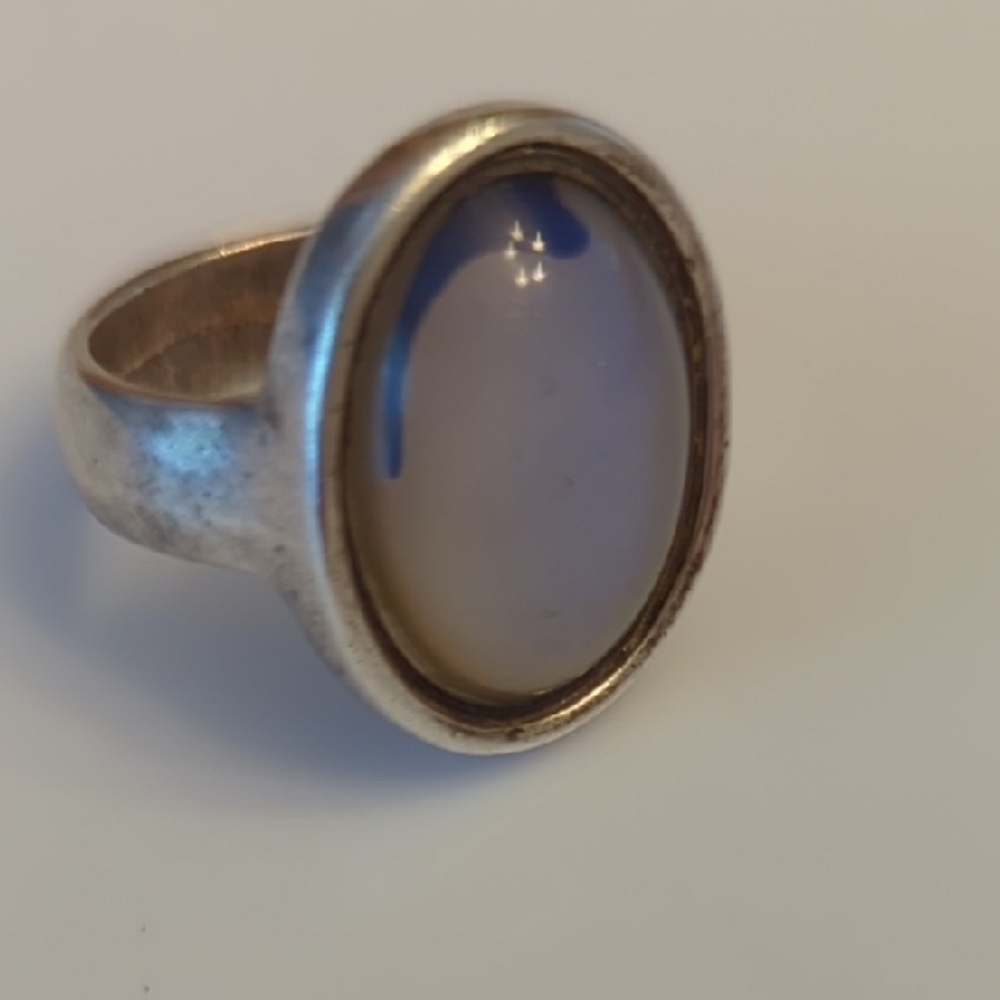 Coro Vintage Sterling Silver Ring with Iridescent Stone